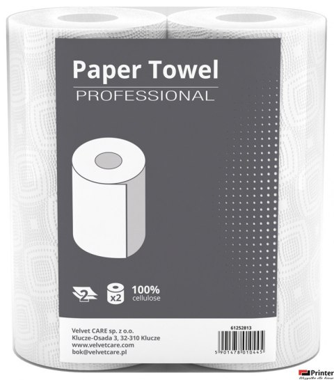 Ręczniki w roli celuloza, 2 warstwy, biały, 10,25m - 50 listków VELVET PROFESSIONAL TOWEL 5200055 op. 2szt.
