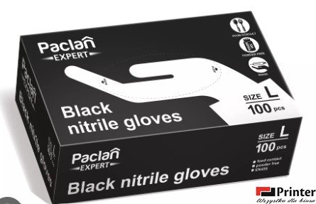 Rękawice nitrylowe czarne L 100szt. PACLAN