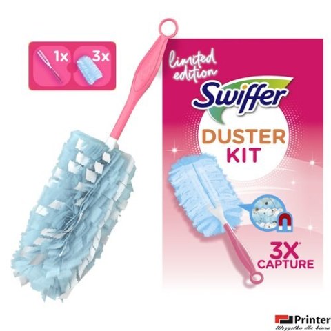 SWIFFER PINK Duster Kit do usuwania kurzu (1 miotełka + 3 wkłady) kurzawka