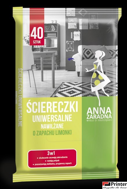 ANNA ZARADNA Ściereczki nawilżane , uniwersalne o zapachu limonki, 40 szt., białe chusteczki, 030156