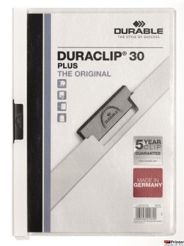 Skoroszyt DURACLIP Plus A4 1-30k.okł.kieszeń biały 221302 DURABLE