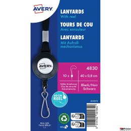 Smycze PP z mechanizmem ściągającym 60 cm, 10 szt., 8 _ 400 mm, czarne, 4830