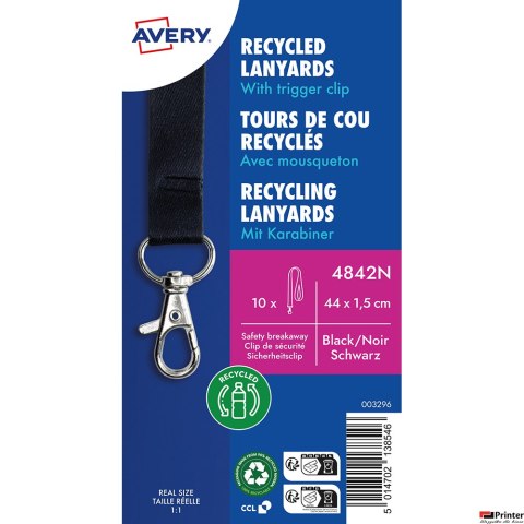 Smycze z recyklingowanego PET, 10 szt., 15 _ 440 mm, czarne, 4842N