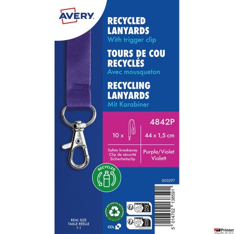 Smycze z recyklingowanego PET, 10 szt., 15 _ 440 mm, fioletowe, 4842P