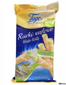 TAGO Rurka waflowa z kremem o smaku pistacjowym 150g