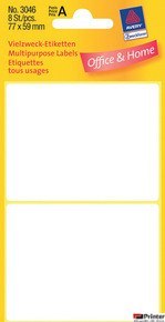 Trwałe minietykiety do opisywania ręcznego, 8 etyk./op., 77 x 59 mm, białe, AVERY ZWECKFORM, 3046