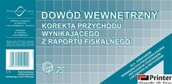 V-75 Dowód wewnętrzny - korekta przychodu wynikającego z raportu fiskalnego 50k 1/3 A4 offset MICHALCZYK I PROKOP