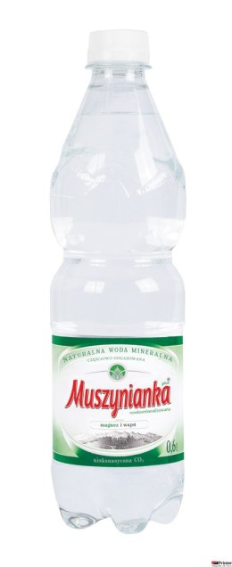 Woda MUSZYNIANKA 0.6l niskonasycona CO2 zgrzewka 8 szt. (zielona) KAUCJA