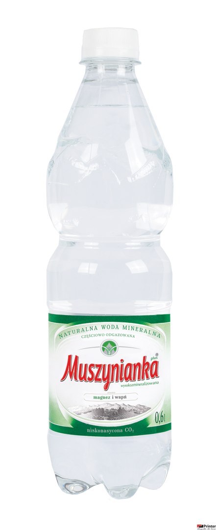 Woda MUSZYNIANKA 0.6l niskonasycona CO2 zgrzewka 8 szt. (zielona) KAUCJA