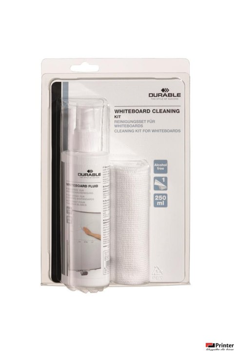Zestaw do czyszczenia tablic suchościeralnych DURABLE (583300) płyn250ml+ściereczka z mikrofibry