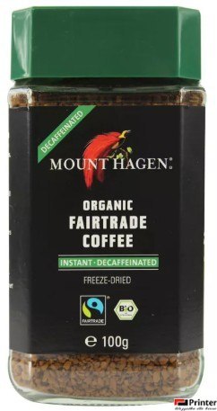 KAWA ROZPUSZCZALNA BEZKOFEINOWA ARABICA/ROBUSTA FAIR TRADE BIO 100 g - MOUNT HAGEN (op. zbiorcze 6 słoików)