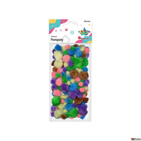 Pompon mix pastel 68 sztuk 282918 TITANUM