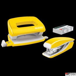 Zszywacz + dziurkacz metalowy Leitz Mini WOW, żółty, 10 lat gwarancji, 10 kartek 55612016
