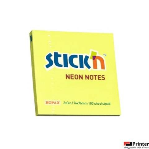 Bloczek STICKN 76x76mm żółty neonowy 100k 21133 STICKN