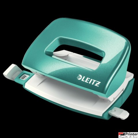 Dziurkacz Mini metalowy Leitz WOW, turkusowy, 10 lat gwarancji, 10 kartek 50601051