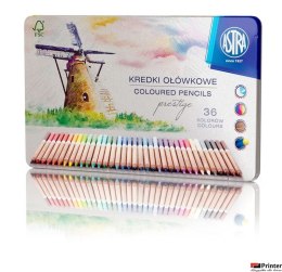 Kredki z drewna cedrowego w metalowym pudełku Astra Prestige 36 kolorów, 312117003