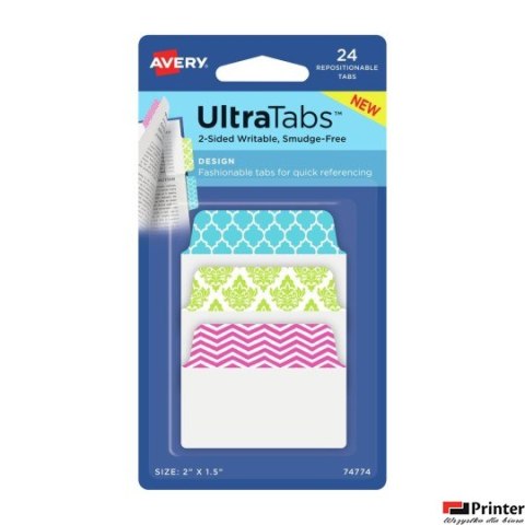 Zakładki indeksujące 50,8 x 38,1 mm mix wzorów AVERY 74774 SALE