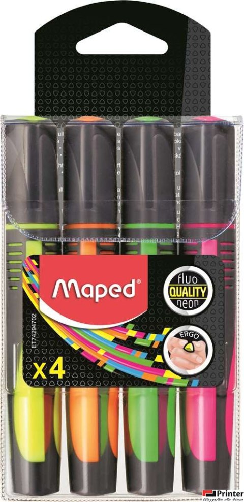 Zakreślacz FLUO PEPS max mix kolorów 4szt etui pud. z zaw. MAPED 742947