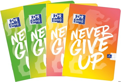 Zeszyt_A5 60k, kratka z marginesem, OXFORD, NEVER GIVE UP 400114795