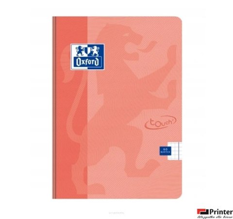 Brulion_miękka oprawa TOUCH PASTEL A5 60k 90g kratka z marginesem koralowy 400151792 OXFORD