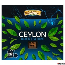 Herbata BIG-ACTIVE PURE CEYLON, 100 torebek x1,5g z zawieszką czarna