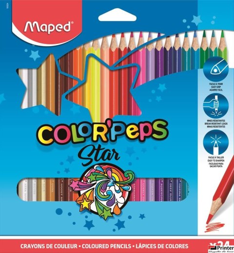 Kredki trójkątne MAPED COLORPEPS 24kolorów 183224