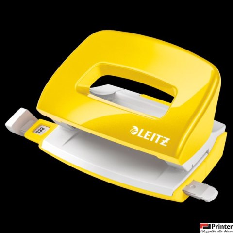 Dziurkacz Mini metalowy Leitz WOW, żółty, 10 lat gwarancji, 10 kartek 50601016