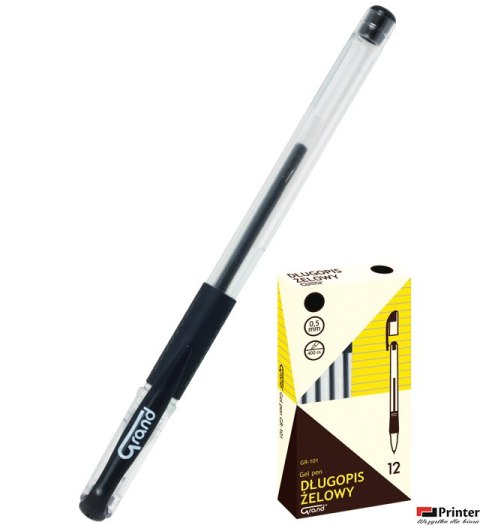 Pióro żelowe czarne GR-101 (2 sztuki) 160-1703 GRAND