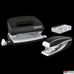 Zszywacz + dziurkacz metalowy Leitz Mini WOW, czarny, 10 lat gwarancji, 10 kartek 55612095