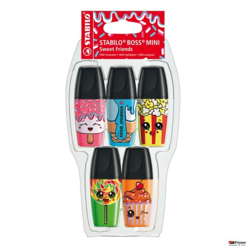 Zakreślacz STABILO BOSS MINI Sweet Friends etui 5 szt 07/05-28