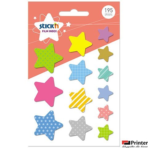 Zakładki indeksujące kształty, rózne rozmiary GWIAZDY 192szt. 21763 STICK"N