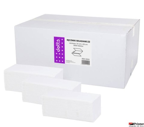 Ręczniki składane ZZ, PREMIUM, 100% celuloza, białe, 2-warstwowe, DOTTS, 21x25cm, 3000 listków